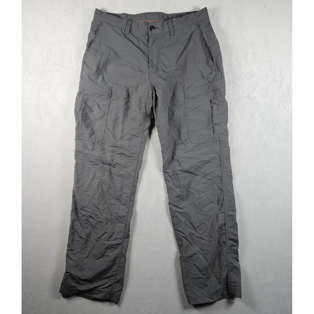 REI Sahara Cargo Pants Mens 34x32 Gray Hiking Lightweight Nylon Utility Pockets